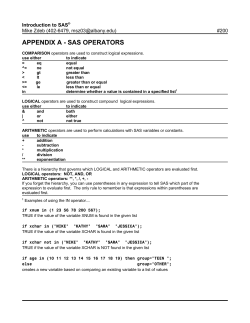 APPENDIX A - SAS OPERATORS