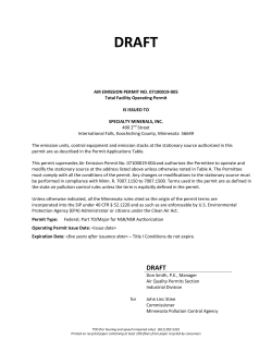 Draft Air Emission Permit - Minnesota Pollution Control Agency