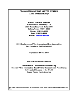 FRANCHISING IN THE UNITED STATES: Land of Opportunity