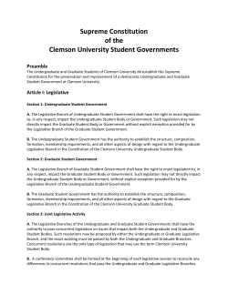 Supreme Constitution of the Clemson University Student Governments