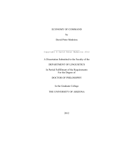 ECONOMY OF COMMAND by David Peter Medeiros A Dissertation