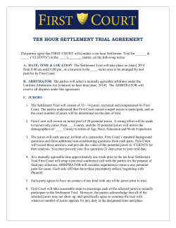 ten hour settlement trial agreement