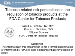 Tobacco-Related Risk Perceptions in the Regulation of Tobacco