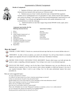 Argumentative Editorial Assignment How do I start?
