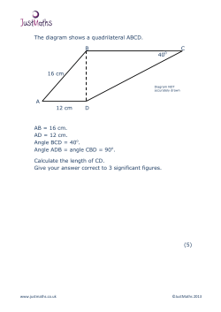 The diagram shows a quadrilateral ABCD. B C 400 16 cm A 12 cm D
