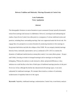 1 Between Tradition and Modernity: Marriage Dynamics in Central