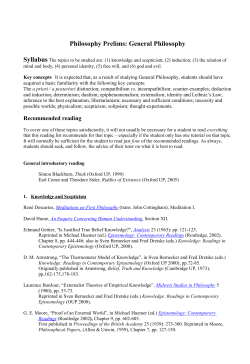 Philosophy Prelims: General Philosophy