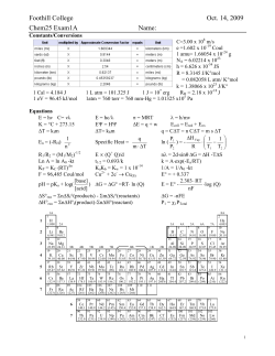 Foothill College Oct. 14, 2009 Chem25 Exam1A Name: