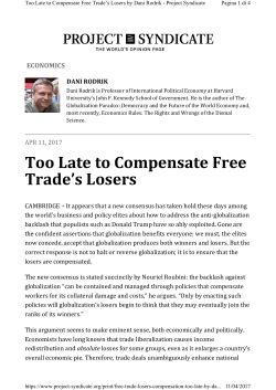 Too Late to Compensate Free Trade`s Losers