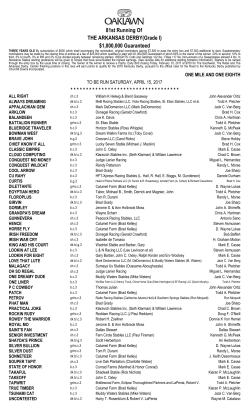 81st Running Of THE ARKANSAS DERBY(Grade I) $1,000,000