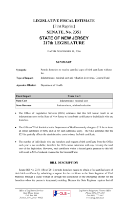 SENATE, No. 2351 STATE OF NEW JERSEY 217th LEGISLATURE