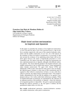 121 High-level action metonymies in English and Spanish