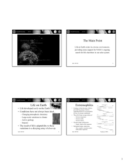 The Main Point Life on Earth Extremophiles