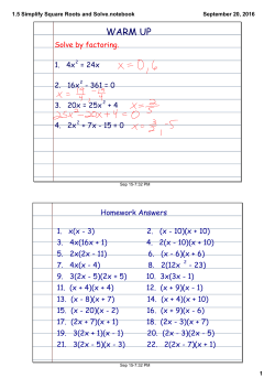9-20 NOTES Area Word Problems and Simplify Square Roots