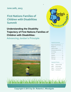 June 20th, 2013 First Nations Families of Children with Disabilities