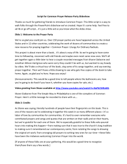Common Prayer Presentation Script