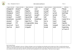 Term 1 Spellings - Oaks Primary Academy