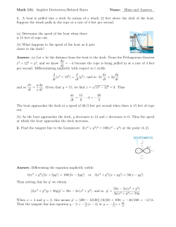 Math 131. Implicit Derivatives/Related Rates Name: Hints and