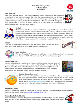 1st March 2017 - Red Oaks Primary School