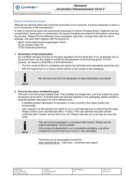 Return Declaration / Declaration of Decontamination
