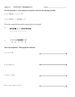 Algebra II HOMEWORK: Worksheet 1.2