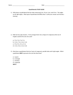 Quadrilaterals STUDY GUIDE 1.) Billy draws a quad