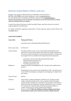 Electives Codarts Master of Music 2016-2017