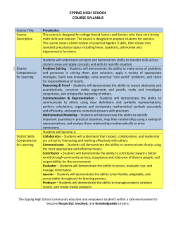 epping high school course syllabus