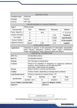 IDENTIFICATION Chemical Name Soda Ash Formula Na2CO3 CAS