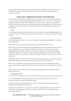 I have read and understood the policy entitled ONLINE AGENCY