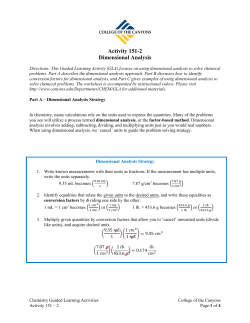 Activity 151-2 Dimensional Analysis