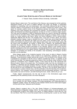 A Liar`s Yarn: Storytelling in The Lost Books of the Odyssey