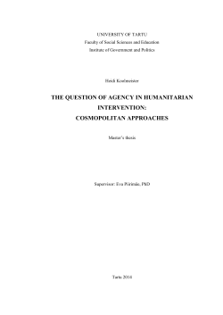 THE QUESTION OF AGENCY IN HUMANITARIAN INTERVENTION