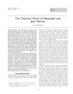 The Chemical Work of Alexander and Jane Marcet