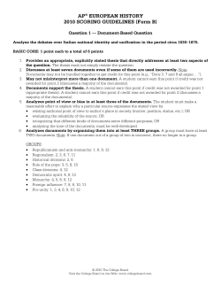 AP® EUROPEAN HISTORY 2010 SCORING