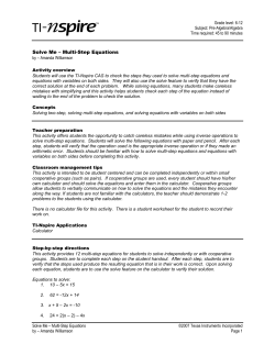 Solve Me &ndash; Multi-Step Equations by - TI Education