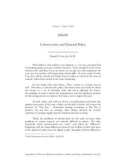 ESSAY Cybersecurity and National Policy