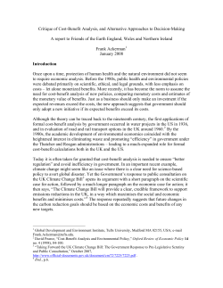 Critique of Cost-Benefit Analysis, and Alternative