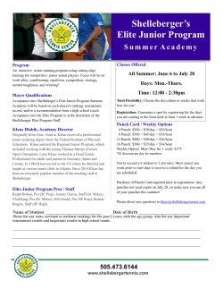 Elite Junior Flyer - Shellaberger Tennis Center