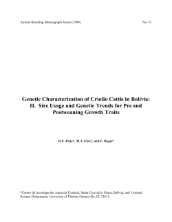 Genetic Characterization of Criollo Cattle in Bolivia