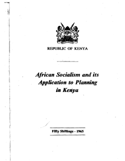 African socialism and its application to planning in Kenya