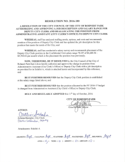 DULY AND REGULARLY ADOPTED this 11`h day of October, 2016.