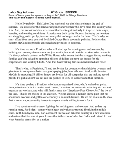SPEECH: President Obama Labor Day Address
