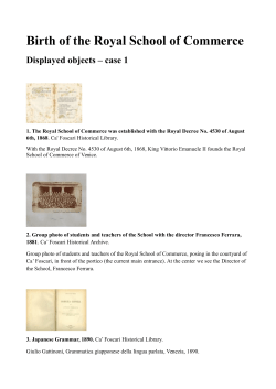 Birth of the Royal School of Commerce