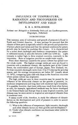 influence of temperature, radiation and photoperiod on development