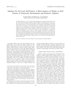 Adoptees Do Not Lack Self  Esteem: A Meta  Analysis of Studies on