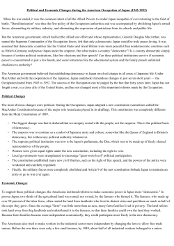 Political and Economic Changes during the American Occupation of