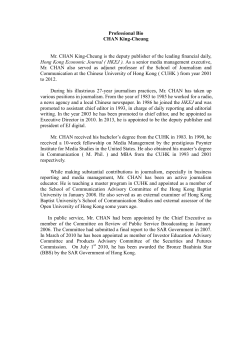 Professional Bio CHAN King-Cheung Mr. CHAN King