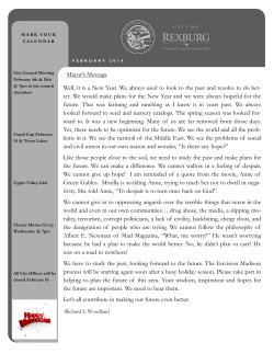 Mayor`s Message Well, it is a New Year. We always used to look to