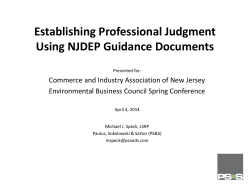Establishing Professional Judgment Using NJDEP Guidance